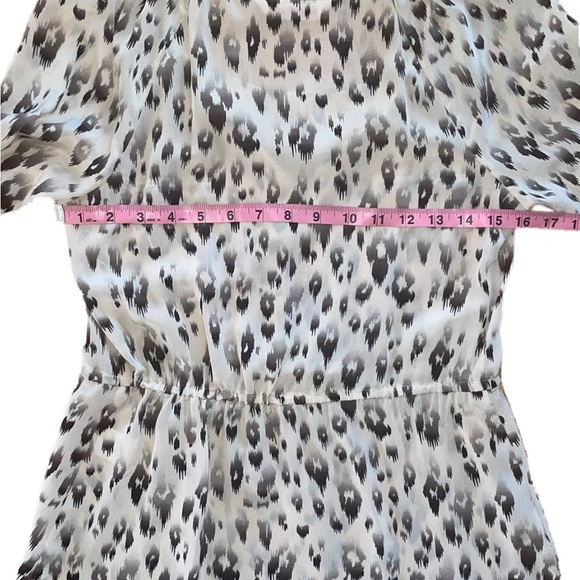 Rebecca Taylor Silk Ruffle Ivory Cream Leopard Animal Print Blouse Top Size 0 - Picture 4 of 7